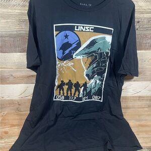 Xbox Halo UNSC Men’s (L) Black T Shirt Video Game Short Sleeve Large Tee Top NWT